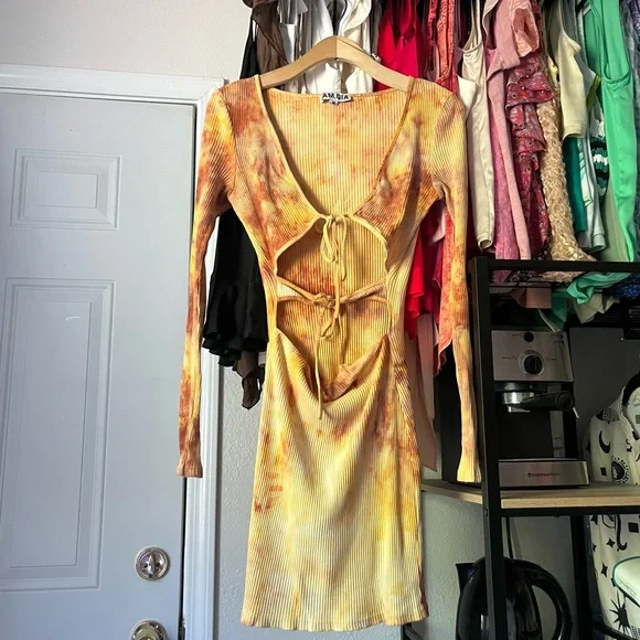 open lace back dress BBXBRAND Zaya Tassel Mini in Sunset Ombre main image 1